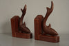 Vintage Teak Wood Bookends 1960s Brown Cream Mid-Century Modern - Image 9