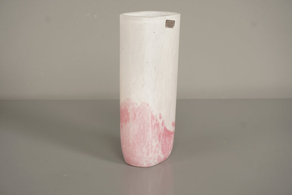 Kosta Boda Vase Safari Series 90s White Pink Glass - Image 3