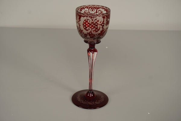 Vintage Römerglas Goblet Bohemian Glass Ruby Overlay Glass 1900 - Image 3