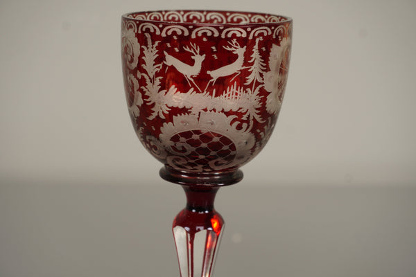 Vintage Römerglas Goblet Bohemian Glass Ruby Overlay Glass 1900 - Image 4