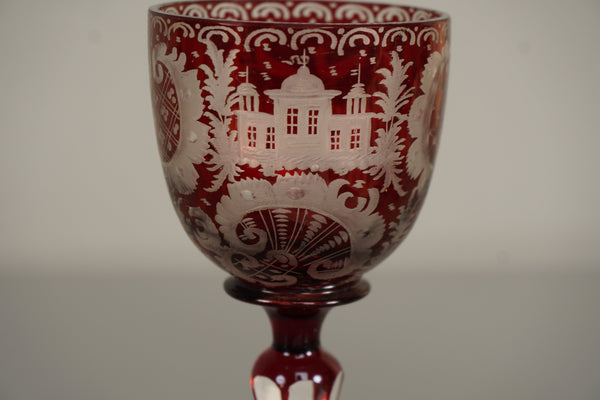 Vintage Römerglas Goblet Bohemian Glass Ruby Overlay Glass 1900 - Image 6