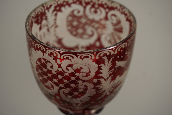 Vintage Römerglas Goblet Bohemian Glass Ruby Overlay Glass 1900 - Image 10