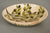 Vintage Bowl Fruit Salad Bowl Ceramic Mid Century Hand-Painted 1960s Cream Olive Green