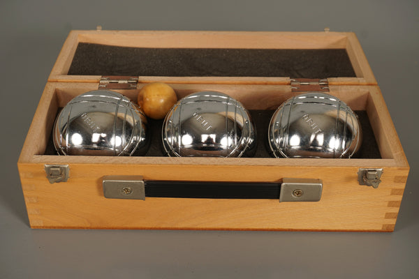 Obut Made in France Boules Set Vintage Pétanque 80s Silver Metal