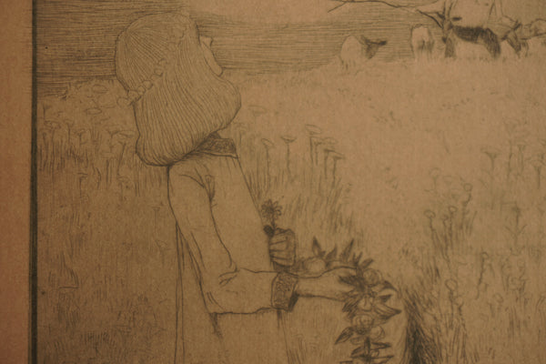 Heinrich Vogeler Print Etching Am Quell 1900 Beige Paper - Image 4