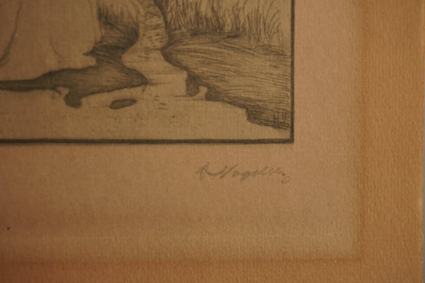 Heinrich Vogeler Print Etching Am Quell 1900 Beige Paper - Image 6