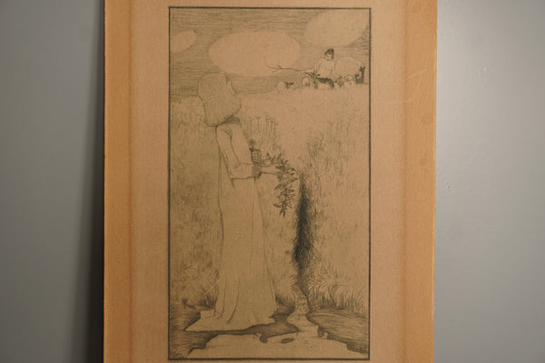 Heinrich Vogeler Print Etching Am Quell 1900 Beige Paper - Image 7