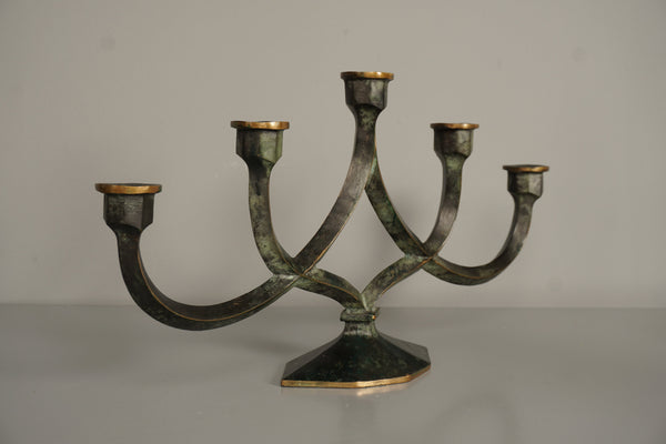 Vintage Candelabra Massive Bronze 5-Arm Candle Holder 1960s - Image 2