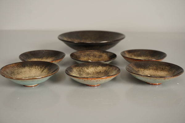 Monika Maetzel Ceramic Bowl Set 1960s Brown Light Blue - Image 7