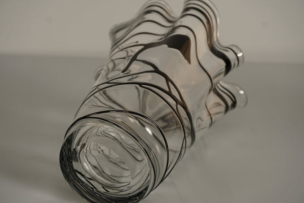 Vintage Fazzoletto Glass Vase 1970s Black Clear Glass - Image 10