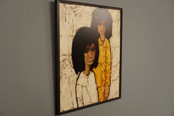 Jef Wouters Painting Deux Filles 1960s Beige Black Canvas - Image 2