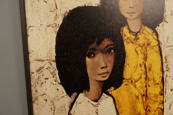 Jef Wouters Painting Deux Filles 1960s Beige Black Canvas - Image 3