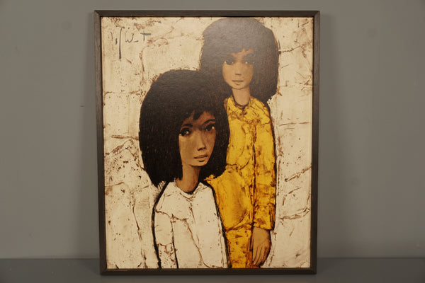 Jef Wouters Painting Deux Filles 1960s Beige Black Canvas - Image 8