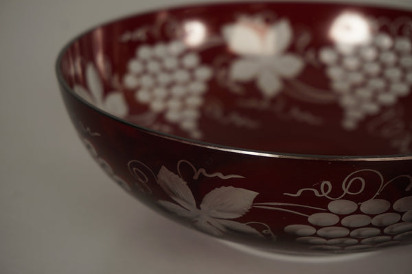 Egermann Bowl Vintage Glass Bowl Bohemia 1950s Dark Red White Glass - Image 5