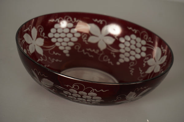 Egermann Bowl Vintage Glass Bowl Bohemia 1950s Dark Red White Glass - Image 6