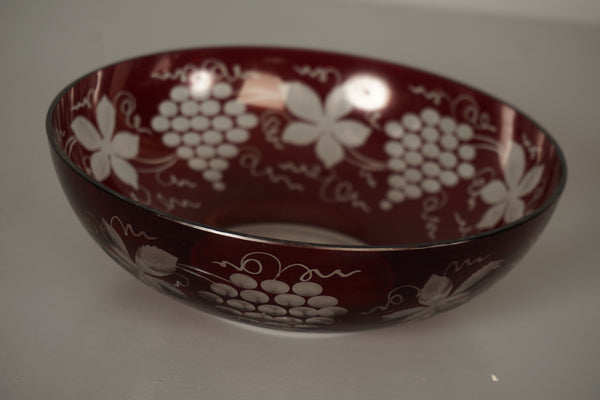 Egermann Bowl Vintage Glass Bowl Bohemia 1950s Dark Red White Glass - Image 7