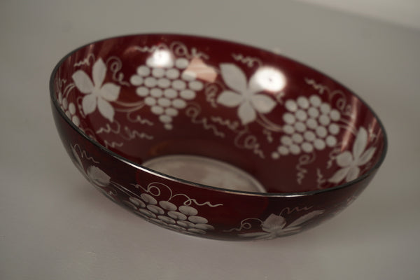Egermann Bowl Vintage Glass Bowl Bohemia 1950s Dark Red White Glass - Image 8