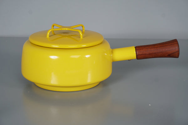 IHQ Dansk Designs France Saucepan Copenhague 1960s Yellow Enamel Teak - Image 3