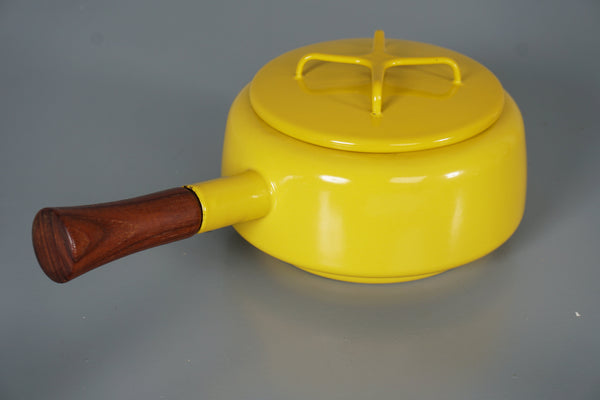 IHQ Dansk Designs France Saucepan Copenhague 1960s Yellow Enamel Teak - Image 4