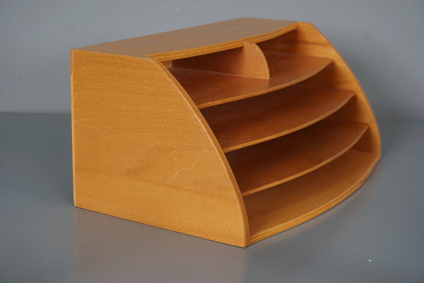 Vintage Bauhaus Letter Tray Desk Organizer 1950s Wood Beech - Image 2