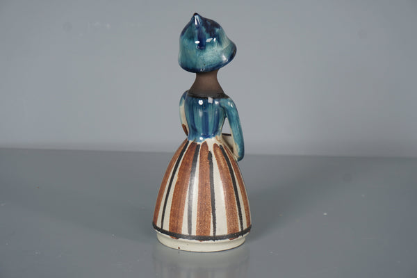 Jette Hellerøe Figurine Candleholder 1960s Cream Teal Ceramic - Image 3