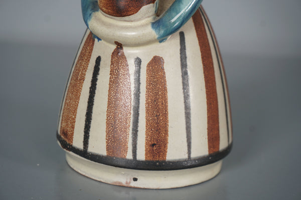 Jette Hellerøe Figurine Candleholder 1960s Cream Teal Ceramic - Image 8