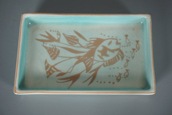 Vintage Ceramic Bowl Studio Pottery 50s 1959 Signed Fish Underwater Motif - Image 4