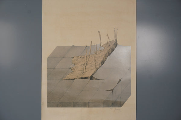 Peter Tuma Art Print Vintage Lithograph 70s Beige Paper