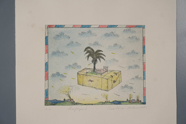 Beatrice Dolezalek Art Print Vintage Etching Airmail 1980s Blue Paper - Image 2