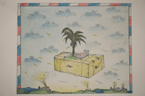 Beatrice Dolezalek Art Print Vintage Etching Airmail 1980s Blue Paper - Image 3