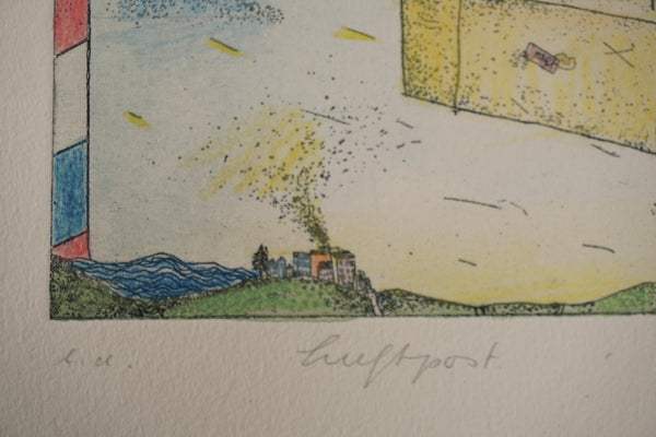 Beatrice Dolezalek Art Print Vintage Etching Airmail 1980s Blue Paper - Image 5