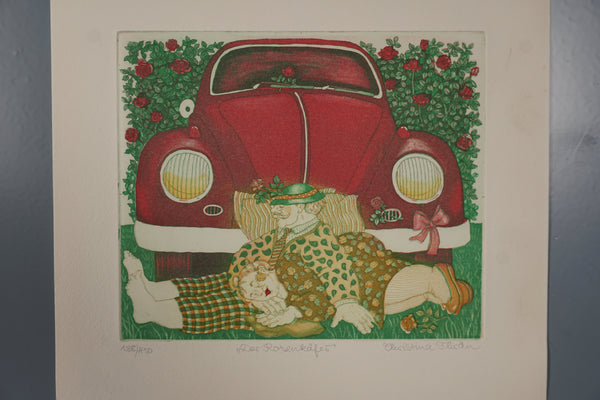 Christina Studer Art Print The Rose Beetle 1980s Red Green Paper - Image 2