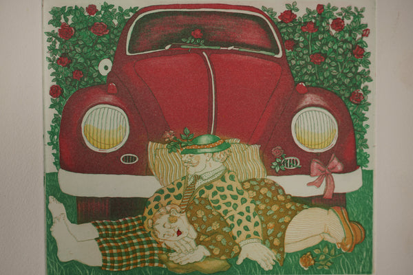 Christina Studer Art Print The Rose Beetle 1980s Red Green Paper - Image 3