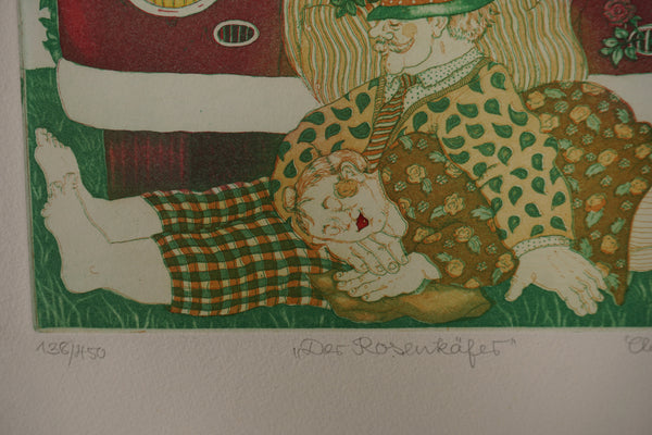 Christina Studer Art Print The Rose Beetle 1980s Red Green Paper - Image 5