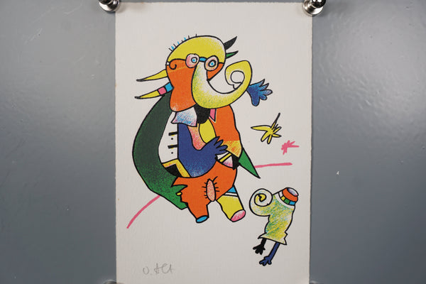 Oltmar Alt Art Print 'Elephant' 1980s Yellow Orange Paper - Image 2