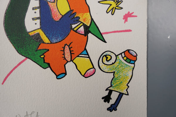Oltmar Alt Art Print 'Elephant' 1980s Yellow Orange Paper - Image 4