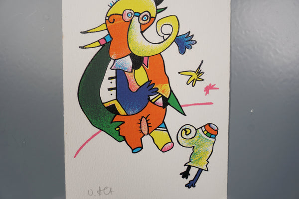 Oltmar Alt Art Print 'Elephant' 1980s Yellow Orange Paper - Image 6