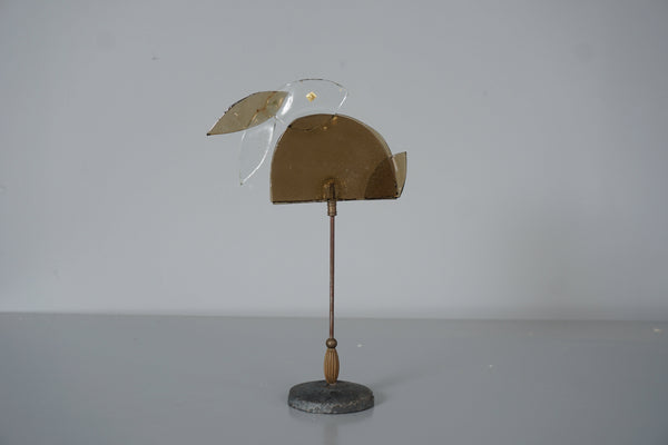 Glas Prader Bolzano Sculpture Glass Rabbit on Brass Stand 1970s