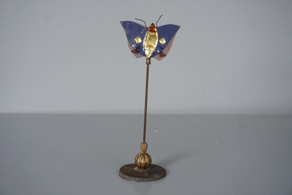 Glas Prader Bolzano Ornament Butterfly 1960s Blue Glass