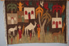 Vintage Wall Tapestry Wall Hanging Egypt 1950s Naive Art Wool Tapestry