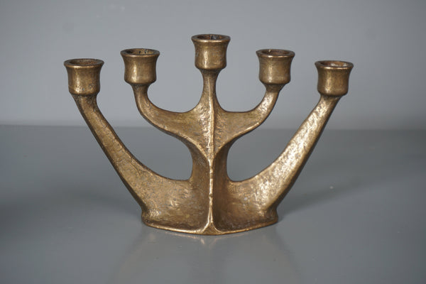Harjes Vintage Bronze Candelabra 1960s Brutalist Candleholder