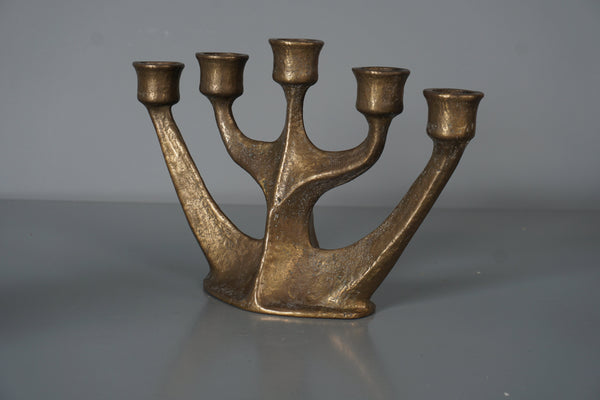 Harjes Vintage Bronze Candelabra 1960s Brutalist Candleholder - Image 3