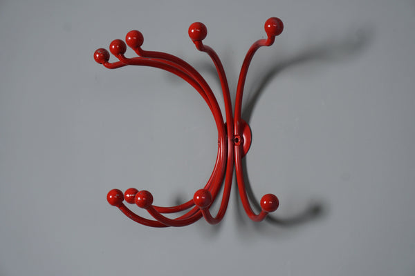 Vintage Metal Coat Rack Hanger 1960s Space Age Red - Image 2