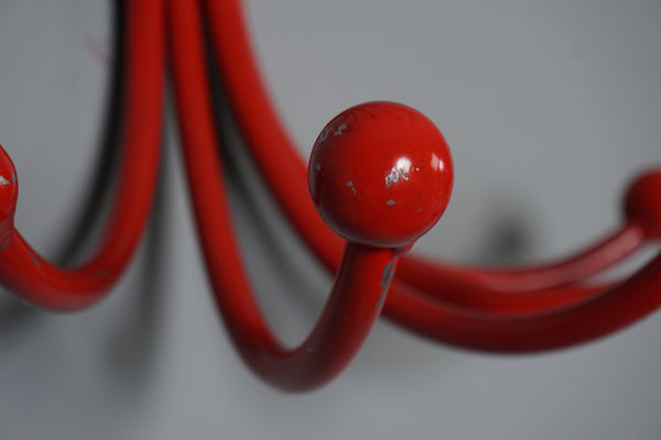 Vintage Metal Coat Rack Hanger 1960s Space Age Red - Image 4