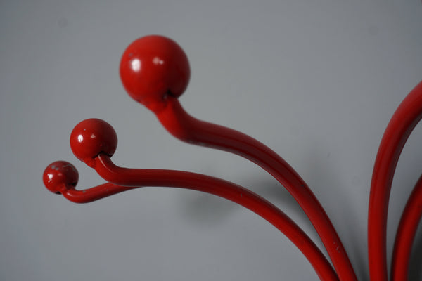 Vintage Metal Coat Rack Hanger 1960s Space Age Red - Image 7