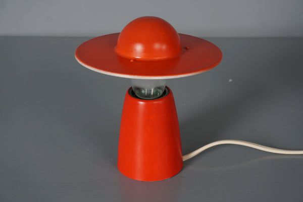 Temde Vintage Table Lamp Mushroom Lamp Space Age 60s Red Metal - Image 5