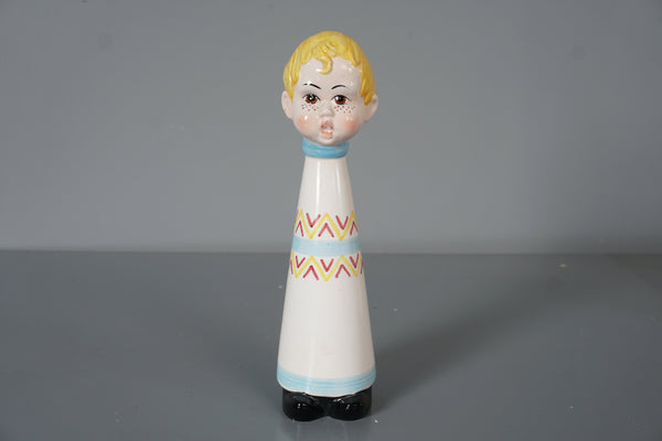 Vintage Ceramic Piggy Bank Boy Figurine 1960s