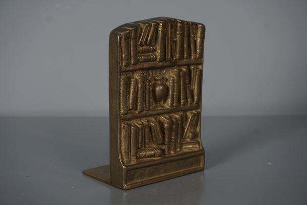 Vintage Brass Bookend Bookshelf 1960s Mid Century
