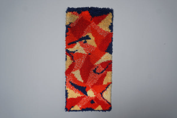 Vintage High Pile Wall Rug Wall Hanging 1960s Abstract Wall Art Mid Century Carpet