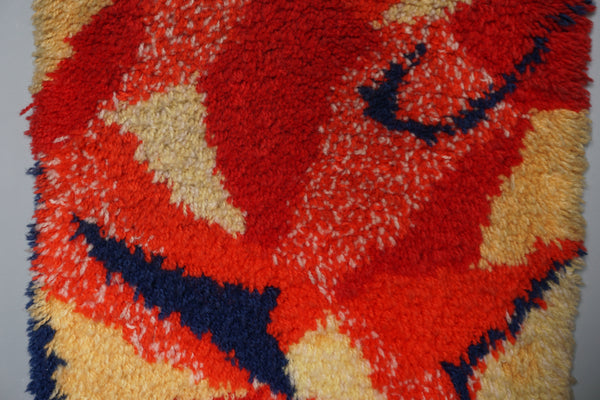 Vintage High Pile Wall Rug Wall Hanging 1960s Abstract Wall Art Mid Century Carpet - Image 5